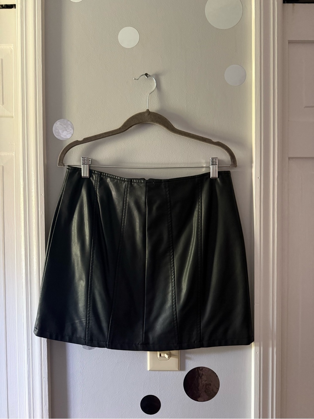 Free People Black Leather Mini Skirt